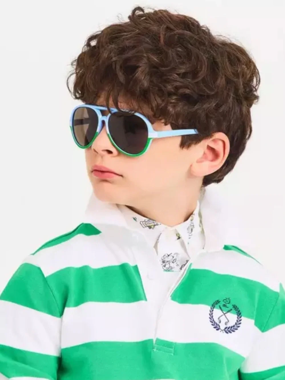 Janie and Jack Kids Light Blue and Green Aviator Sunglasses